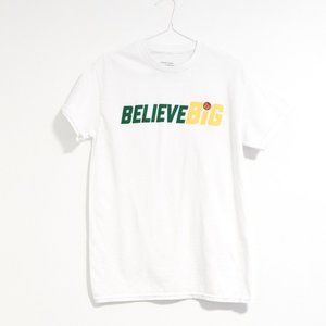 ATHLETIC UNION White "Believe Big" Basketball T-shirt | Size L
